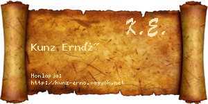 Kunz Ernő névjegykártya